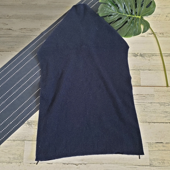 Kinross Cashmere| Popover Short Cap Sleeve Sweater Navy Size Small - Picture 4 of 5